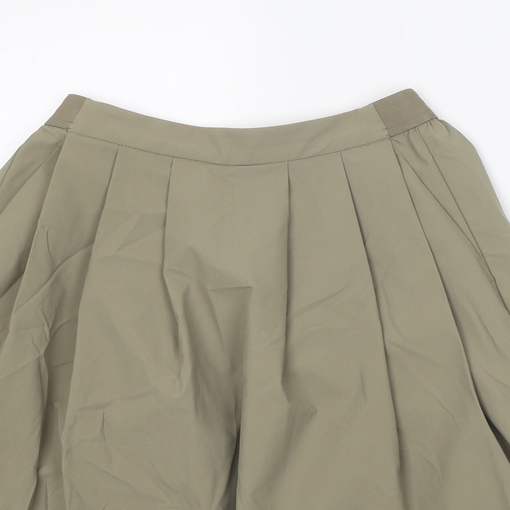 Preworn Womens Green Paisley Polyester Pleated Skort Size XS