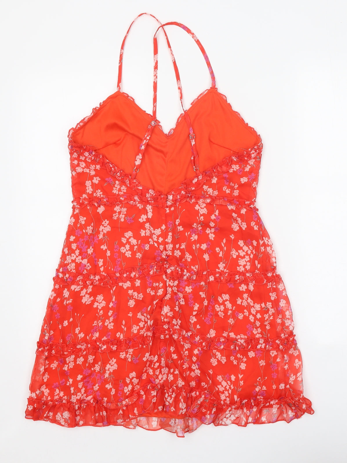 PARISIAN Womens Red Floral Polyester Mini Size 10 V-Neck Zip