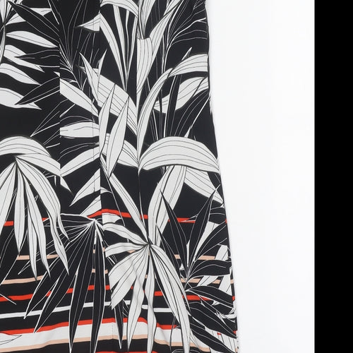 Billie & Blossom Womens Black Geometric Polyester Shift Size 10 Boat Neck Zip - Leaf Pattern