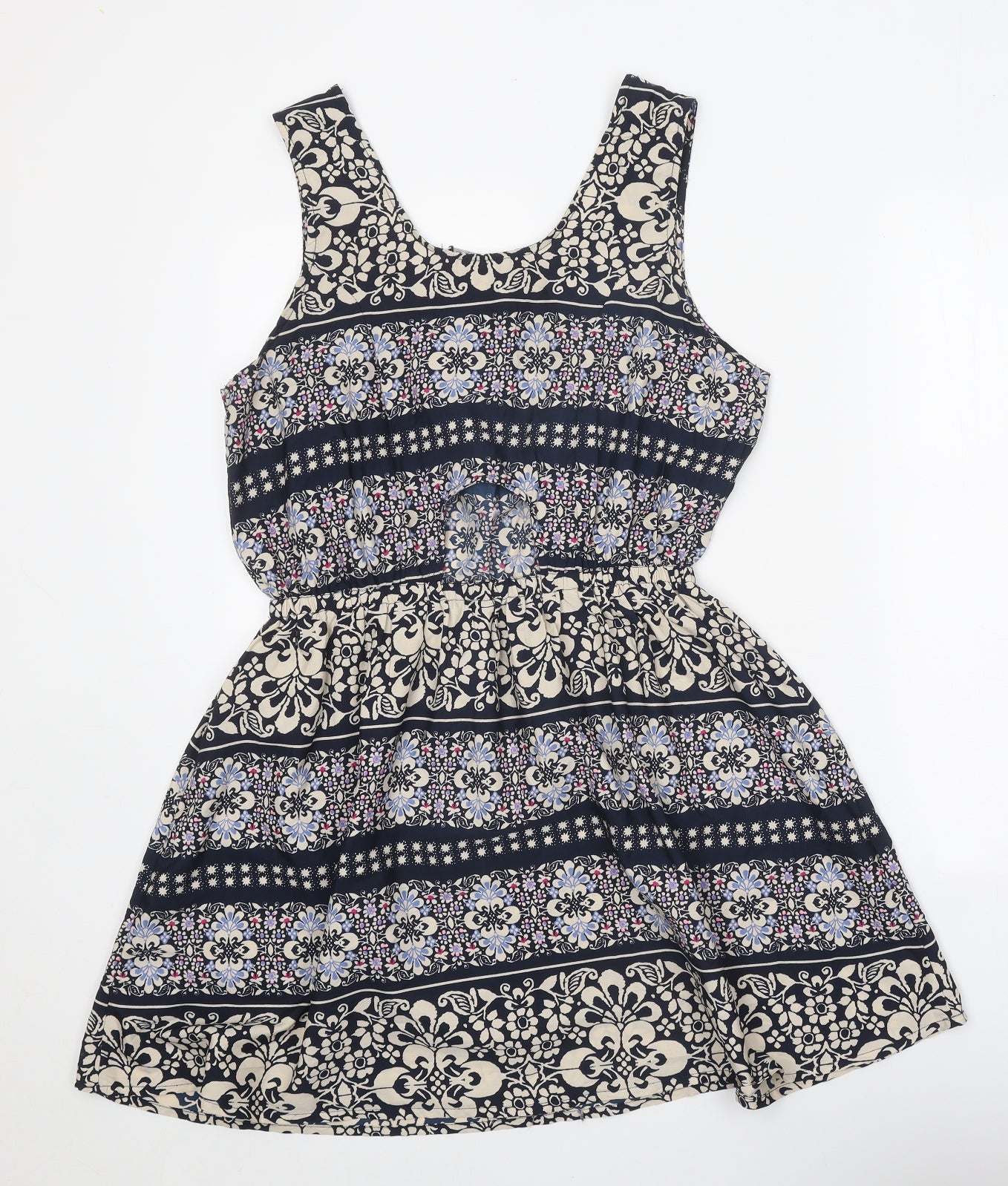Atmosphere Womens Blue Geometric Polyester Tank Dress Size 14 Scoop Neck Pullover