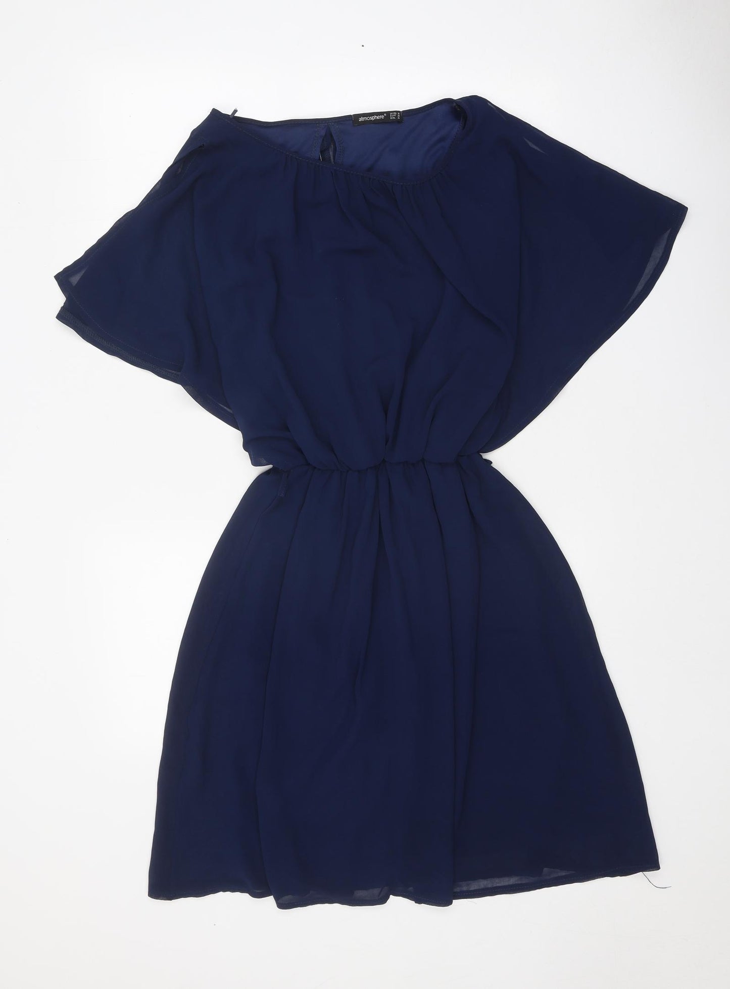 Atmosphere Womens Blue Polyester Skater Dress Size 10 Boat Neck Pullover