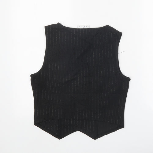 Daisy Street Womens Black Striped Polyester Basic Button-Up Size 10 V-Neck - Waistcoat Style