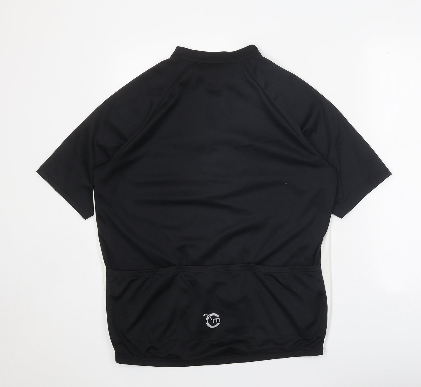 Movement Session Mens Black Geometric Polyester Basic T-Shirt Size L Round Neck Zip