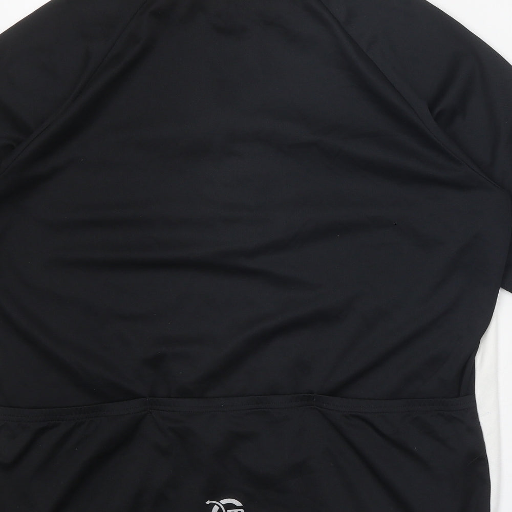 Movement Session Mens Black Geometric Polyester Basic T-Shirt Size L Round Neck Zip