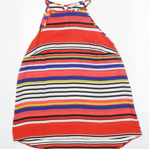 Papaya Womens Red Striped Polyester Basic Tank Size 14 Halter