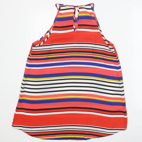 Papaya Womens Red Striped Polyester Basic Tank Size 14 Halter