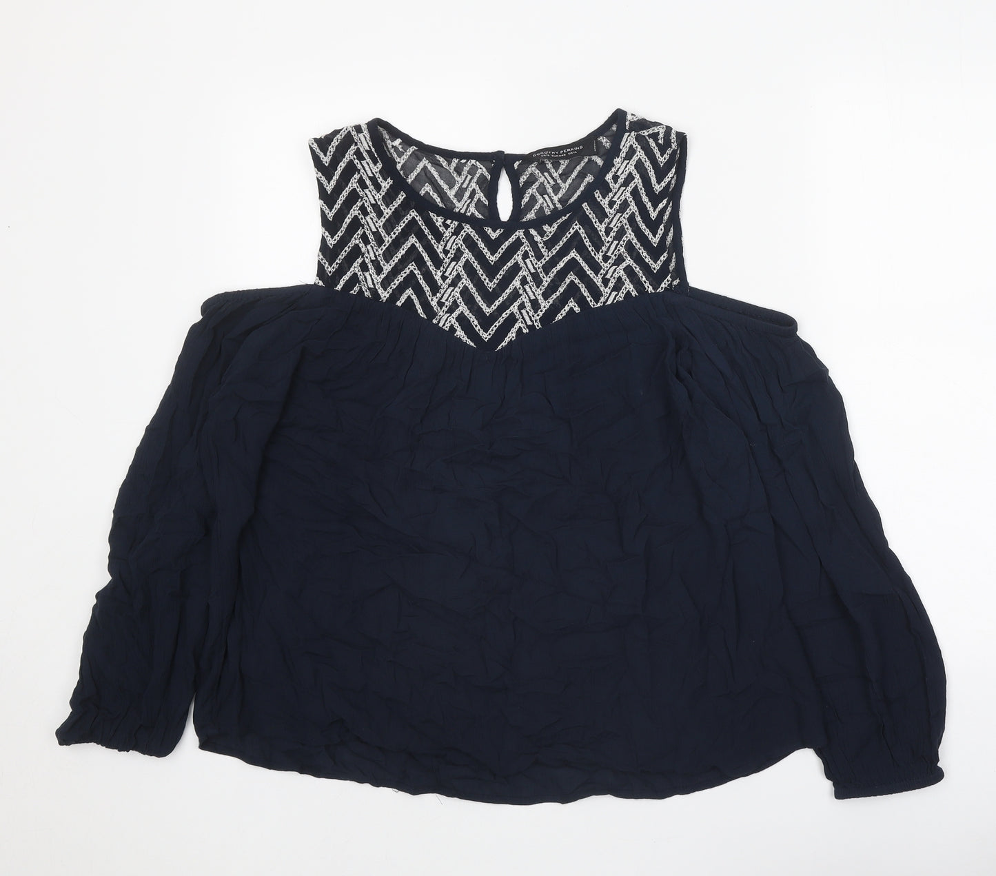 Dorothy Perkins Womens Black Viscose Basic Blouse Size 14 Boat Neck - Cold Shoulder