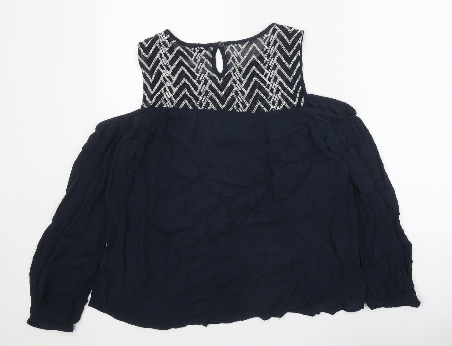 Dorothy Perkins Womens Black Viscose Basic Blouse Size 14 Boat Neck - Cold Shoulder