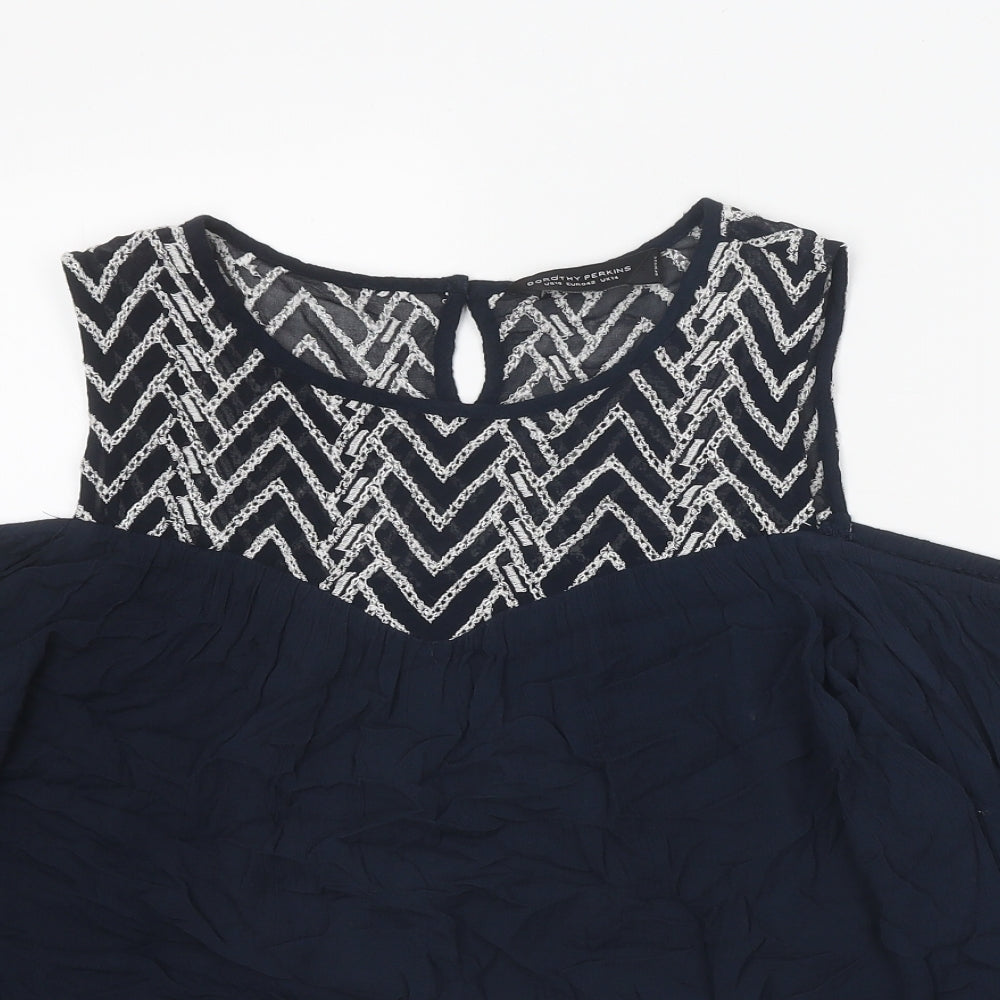 Dorothy Perkins Womens Black Viscose Basic Blouse Size 14 Boat Neck - Cold Shoulder