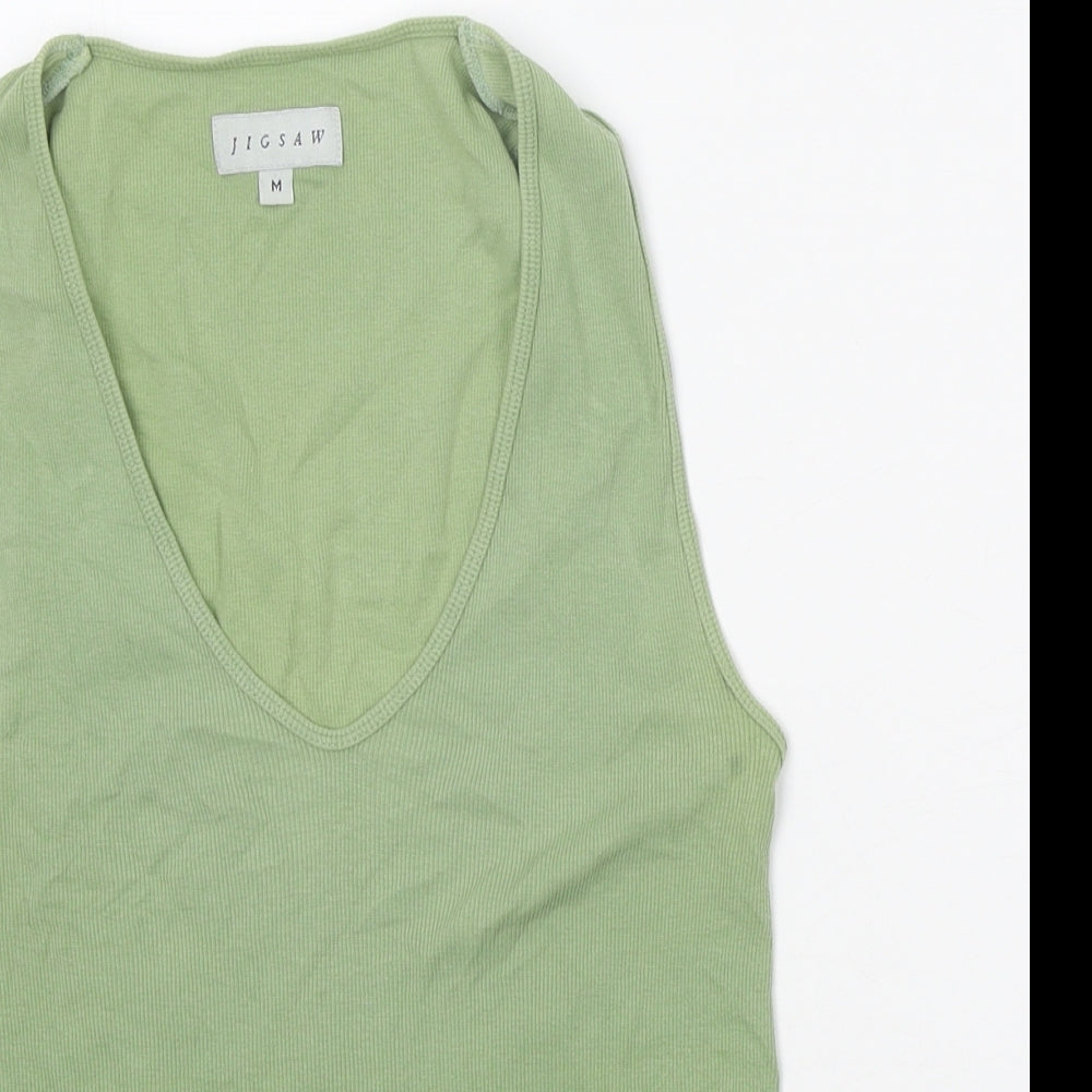 Jigsaw Womens Green Cotton Basic Tank Size M Scoop Neck