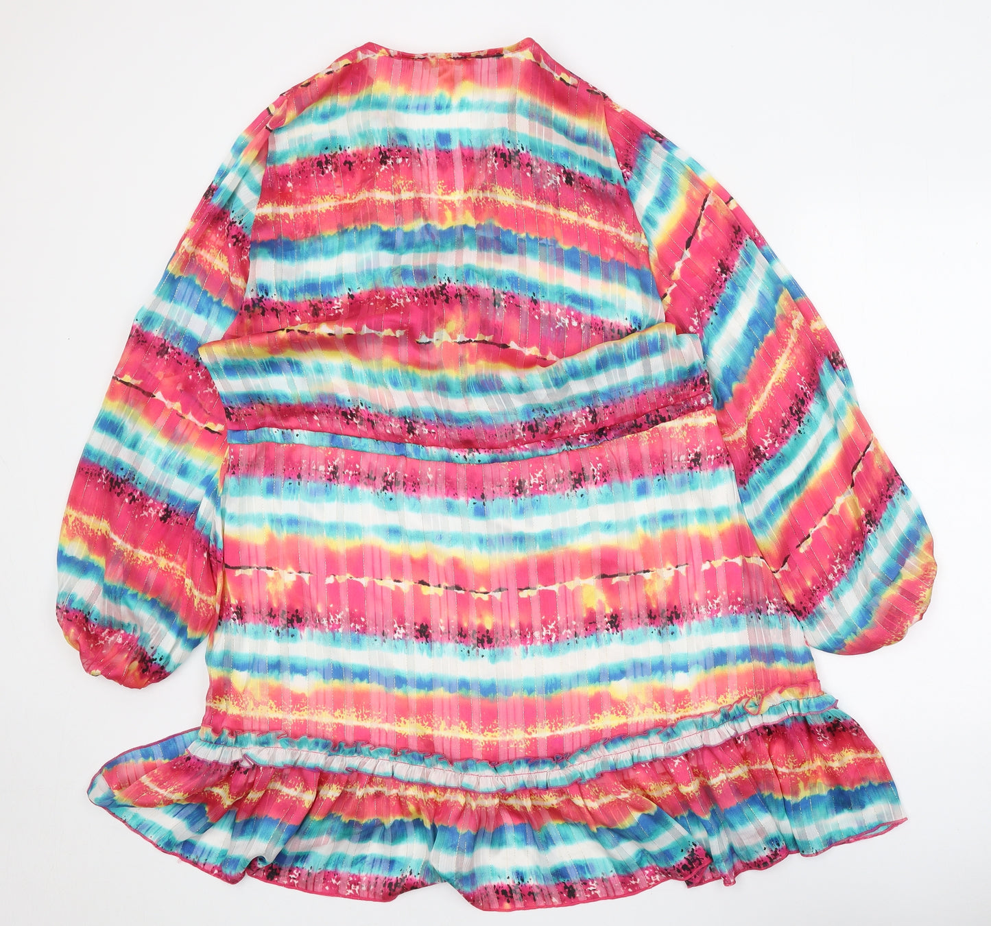 Just M Womens Multicoloured Geometric Viscose Kaftan Size M V-Neck Tie - Embellished Neckline