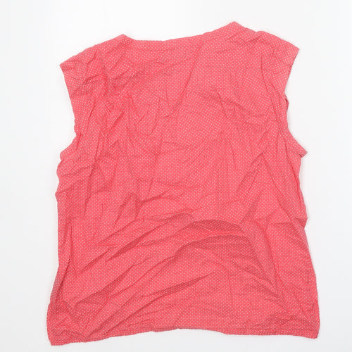 Emily and Fin Womens Pink Polka Dot 100% Cotton Basic Blouse Size M Boat Neck