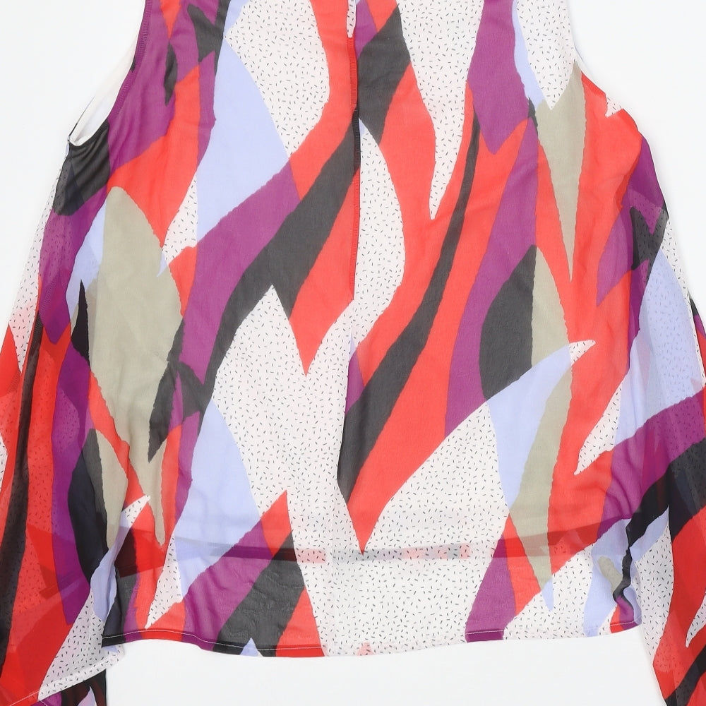 Marks and Spencer Womens Multicoloured Geometric Polyester Basic Tank Size 16 Scoop Neck - Hanky Hem