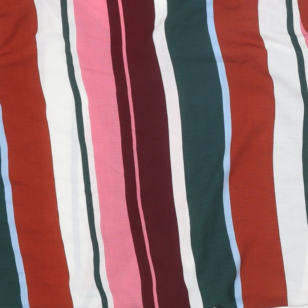 George Womens Multicoloured Striped Polyester Basic Blouse Size 16 V-Neck - Tie Front