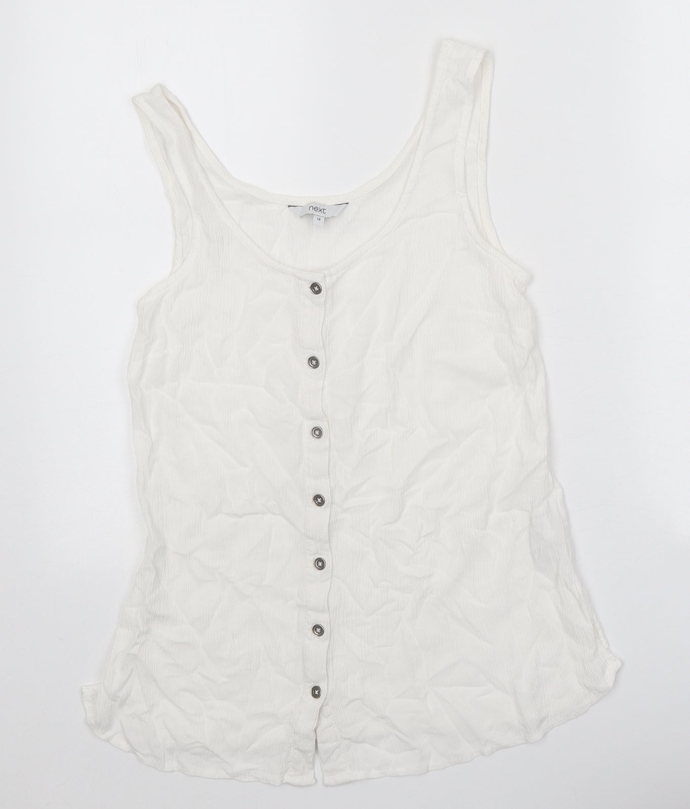 NEXT Womens White Viscose Basic Tank Size 12 Scoop Neck