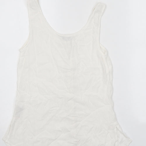 NEXT Womens White Viscose Basic Tank Size 12 Scoop Neck