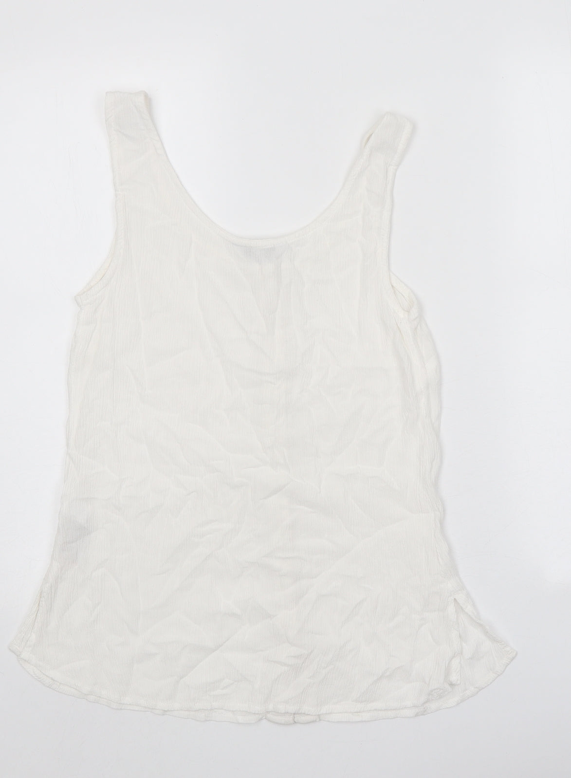 NEXT Womens White Viscose Basic Tank Size 12 Scoop Neck