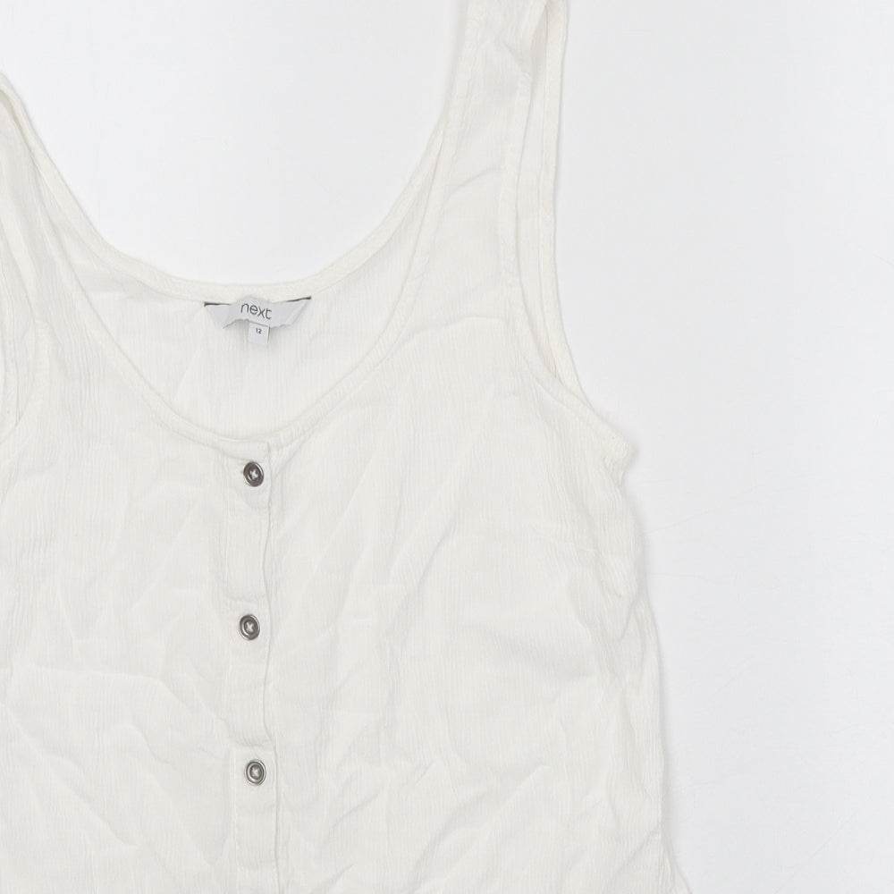 NEXT Womens White Viscose Basic Tank Size 12 Scoop Neck