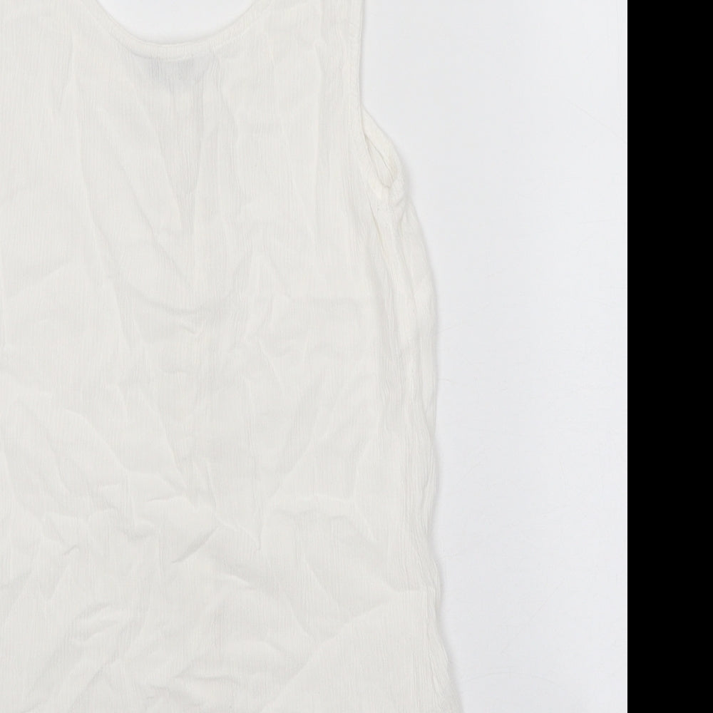 NEXT Womens White Viscose Basic Tank Size 12 Scoop Neck