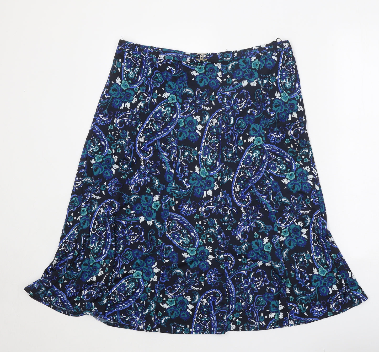 Bonmarché Womens Blue Paisley Polyester Swing Skirt Size 16