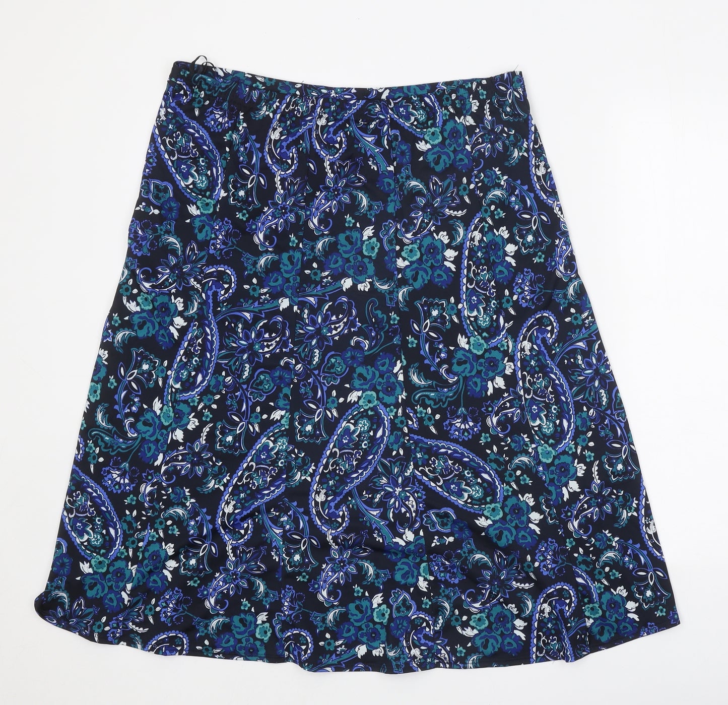 Bonmarché Womens Blue Paisley Polyester Swing Skirt Size 16