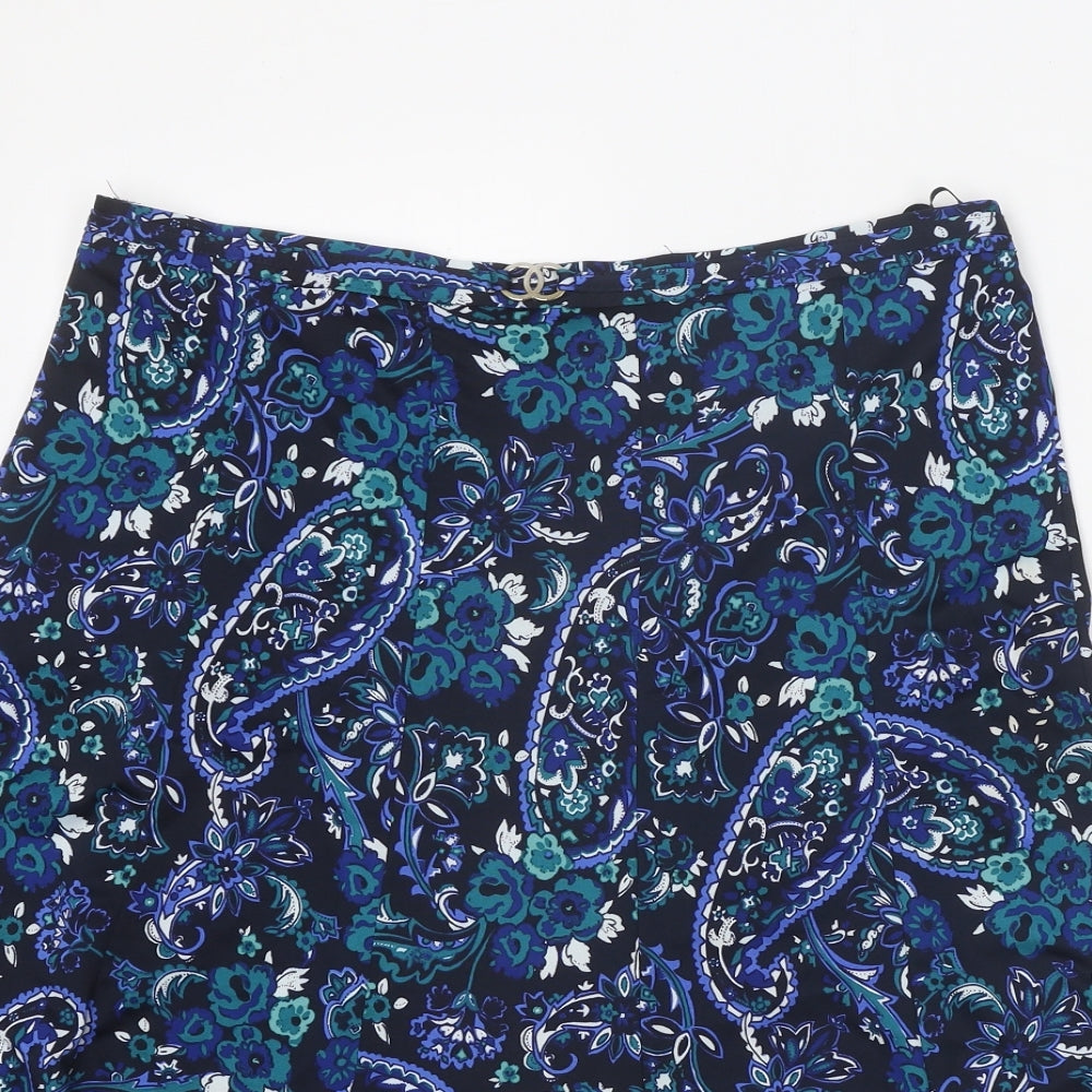 Bonmarché Womens Blue Paisley Polyester Swing Skirt Size 16