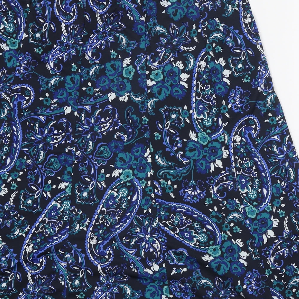 Bonmarché Womens Blue Paisley Polyester Swing Skirt Size 16
