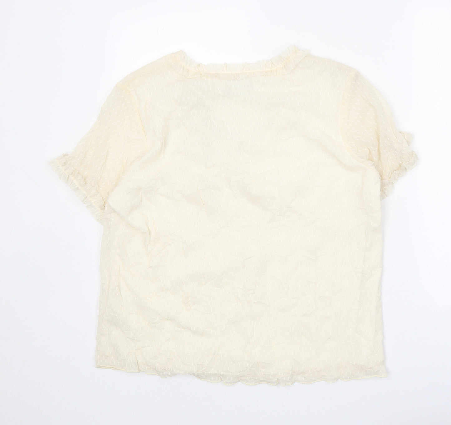 Bonmarché Womens White Polyester Basic T-Shirt Size L V-Neck