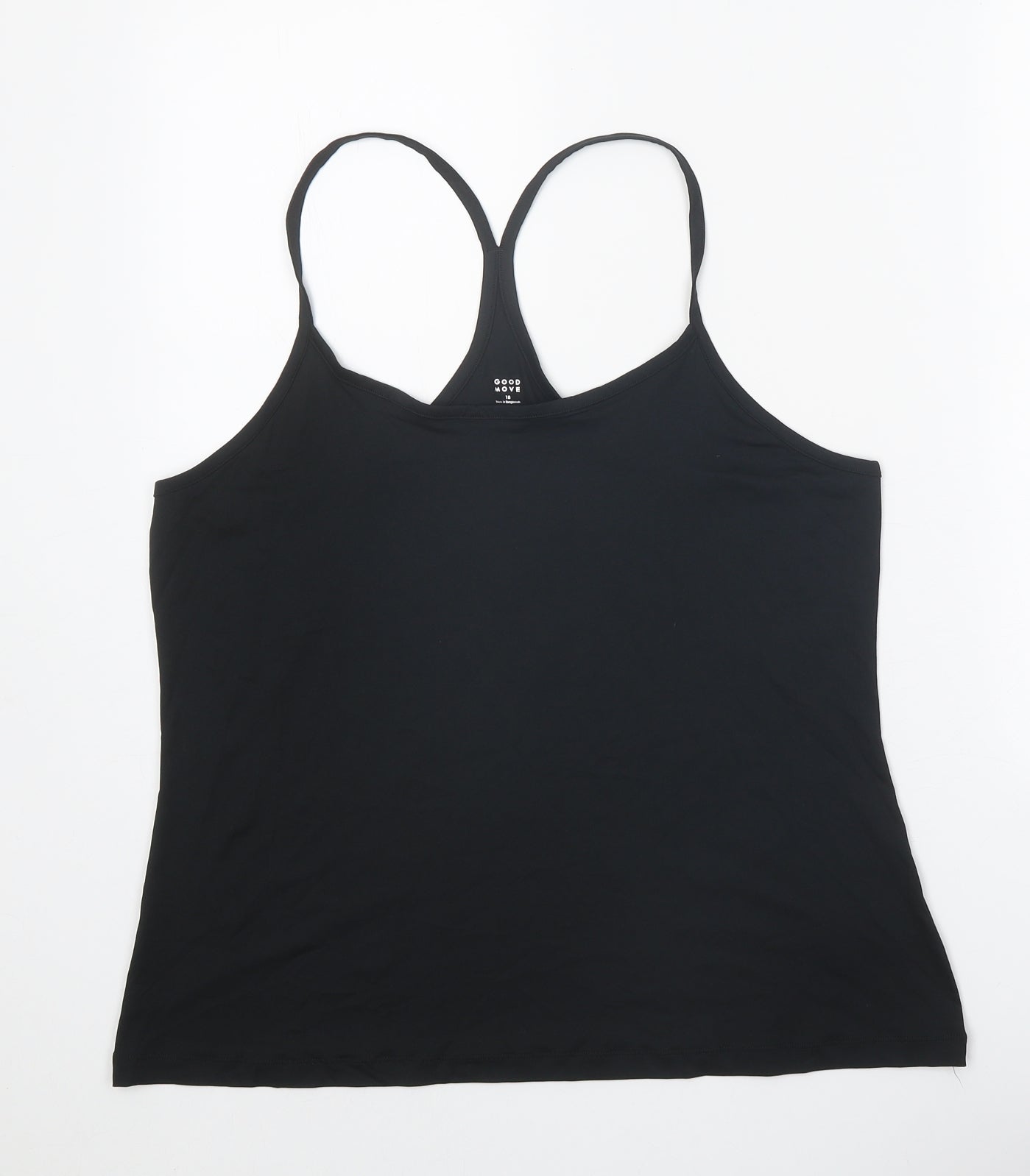 Marks and Spencer Womens Black Polyester Camisole Tank Size 18 Scoop Neck Pullover - Racerback