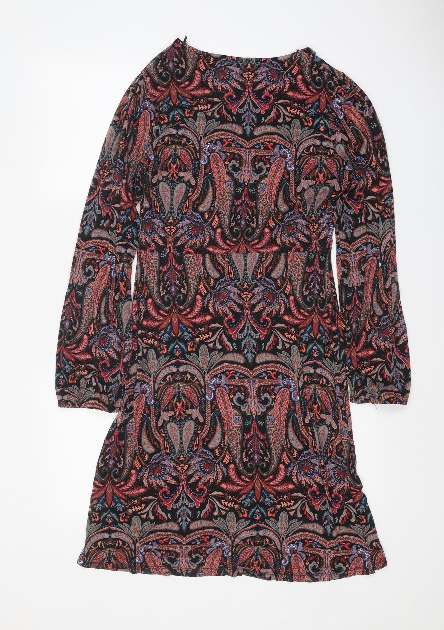 TU Womens Black Geometric Viscose Trapeze & Swing Size 12 Boat Neck Pullover