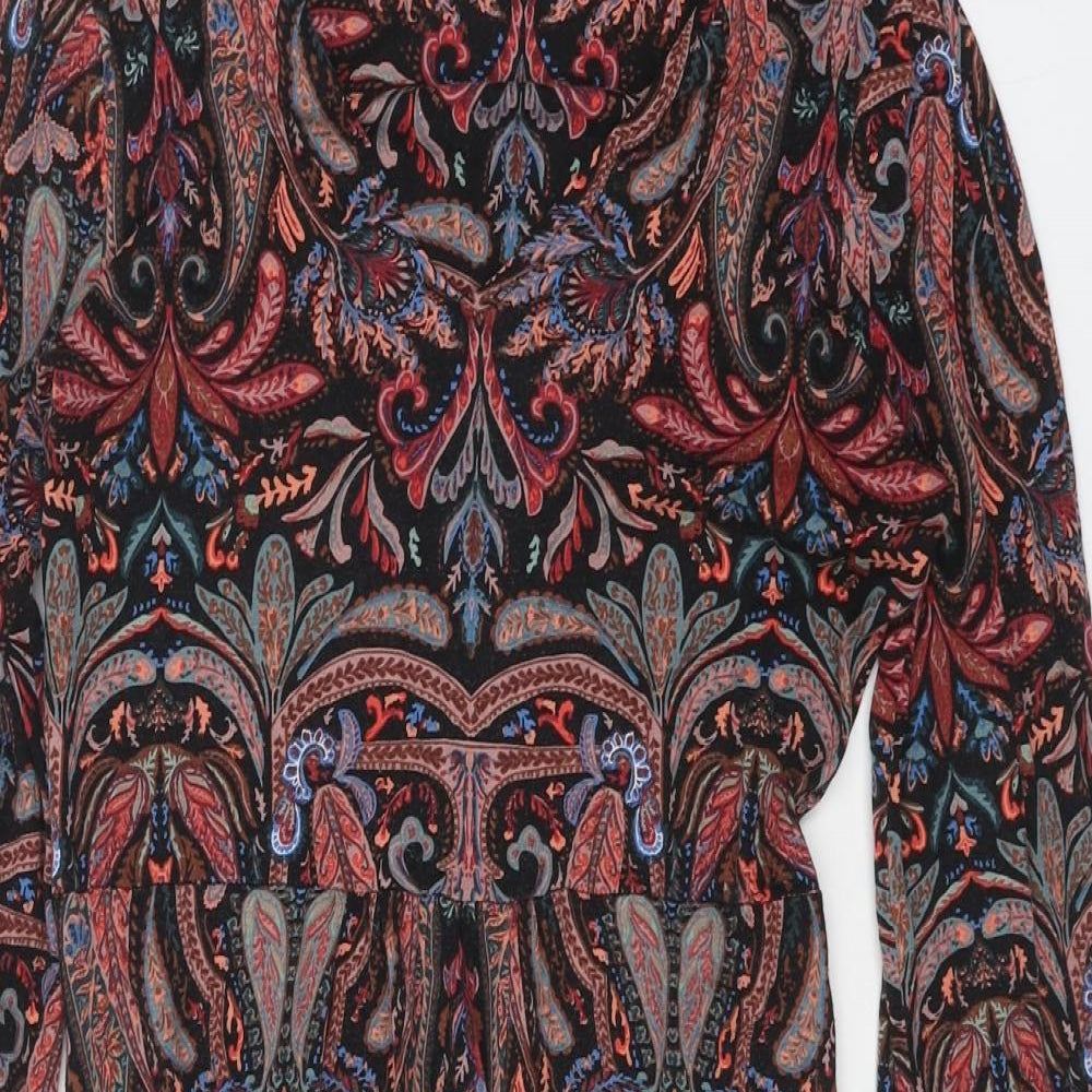 TU Womens Black Geometric Viscose Trapeze & Swing Size 12 Boat Neck Pullover