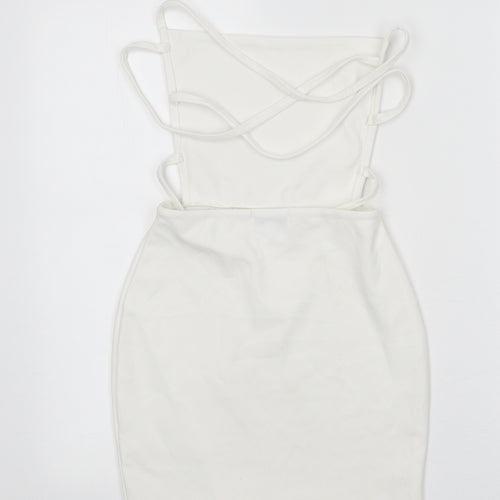 In the Style Womens White Polyester A-Line Size 6 Square Neck Pullover