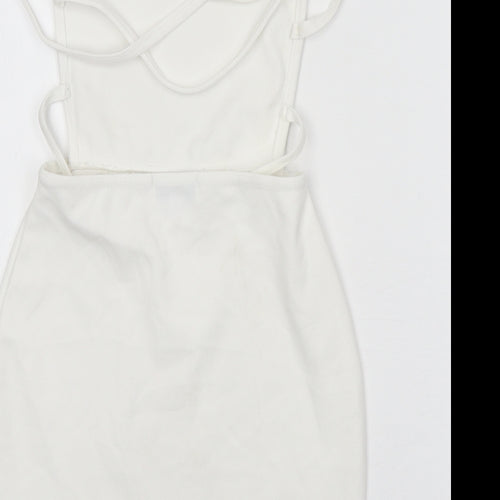 In the Style Womens White Polyester A-Line Size 6 Square Neck Pullover