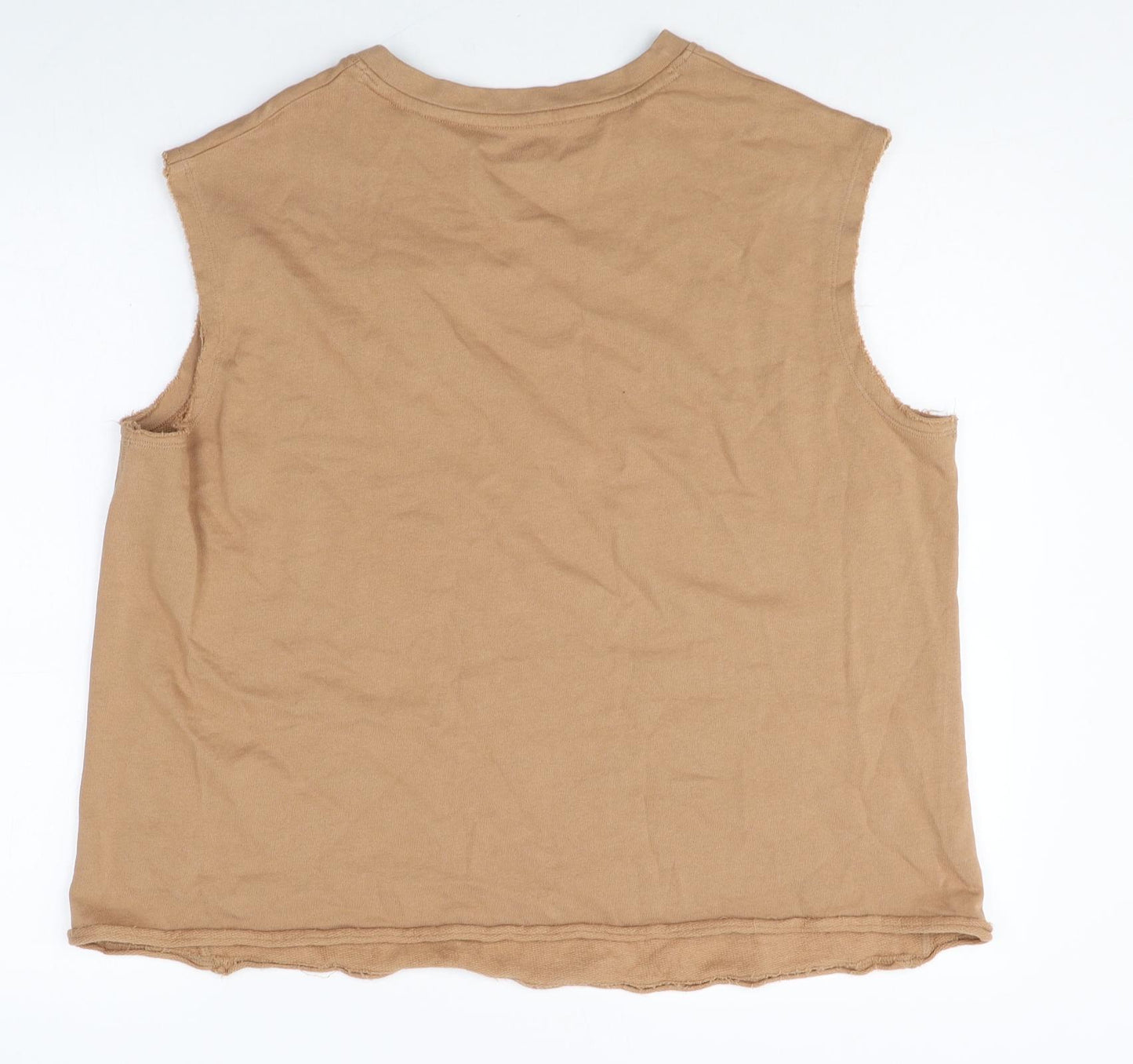 Marks and Spencer Womens Beige 100% Cotton Basic T-Shirt Size 16 Crew Neck