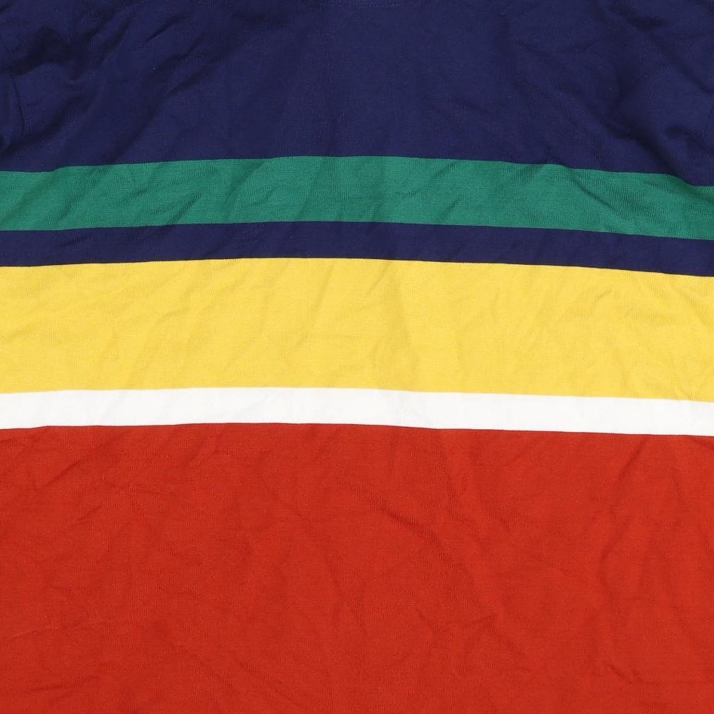 Marks and Spencer Mens Multicoloured Striped Cotton Polo Size XL Collared Button
