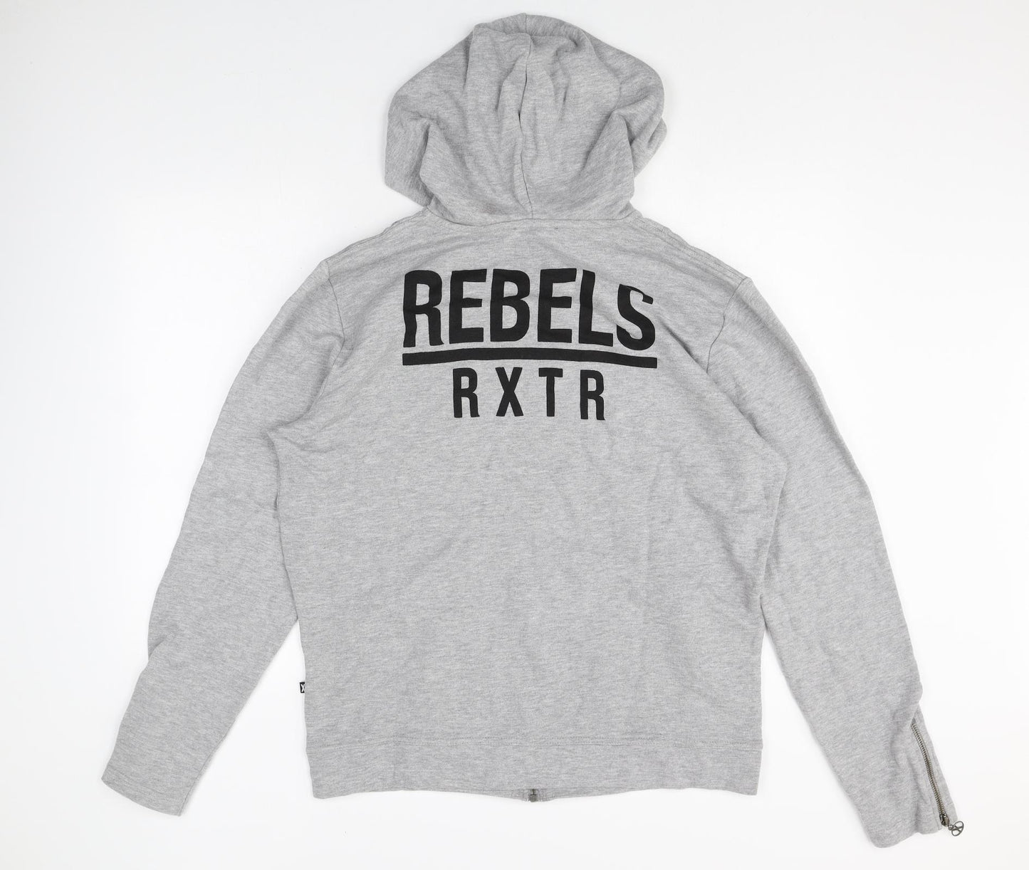 Rebel Womens Green Cotton Full Zip Hoodie Size XL Zip - Sleeve Zip Detail