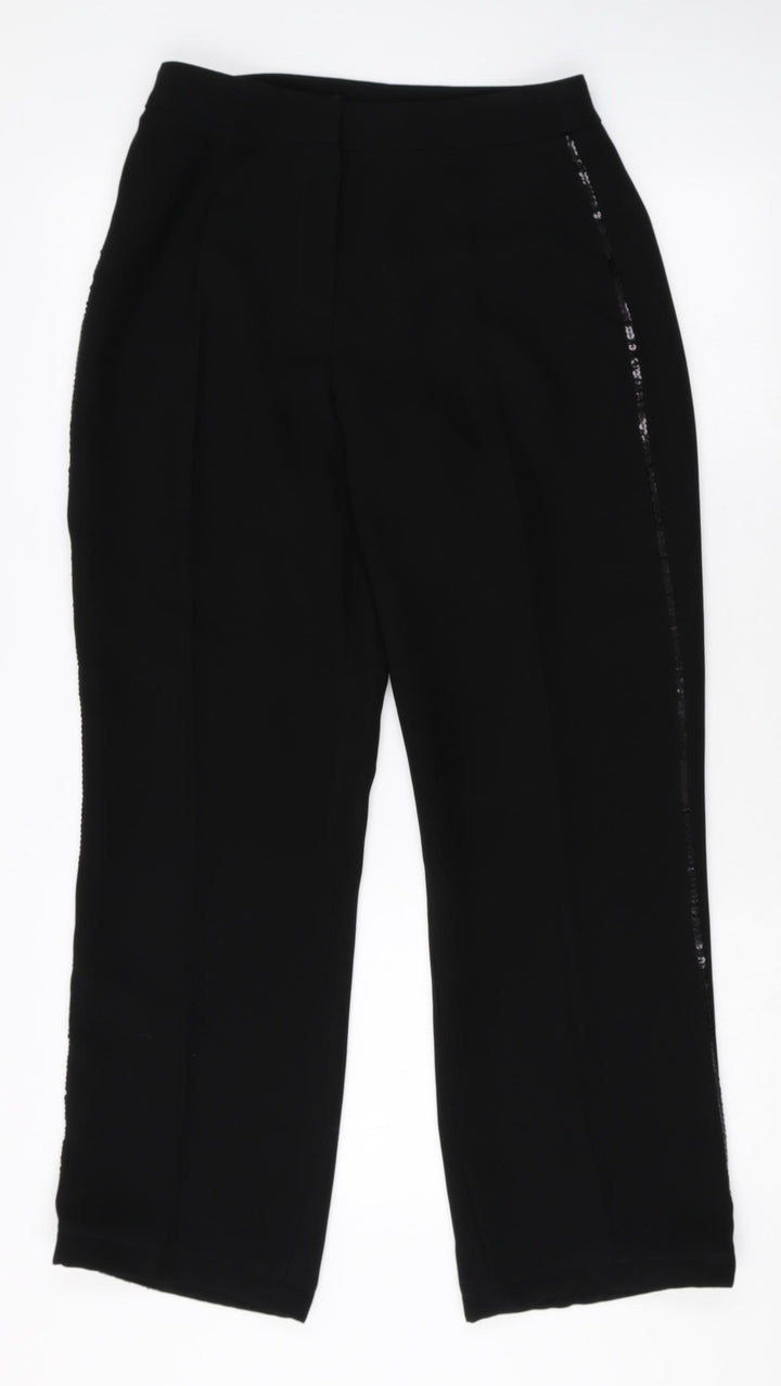 Dorothy Perkins Womens Black Polyester Dress Pants Trousers Size 12 Regular Zip