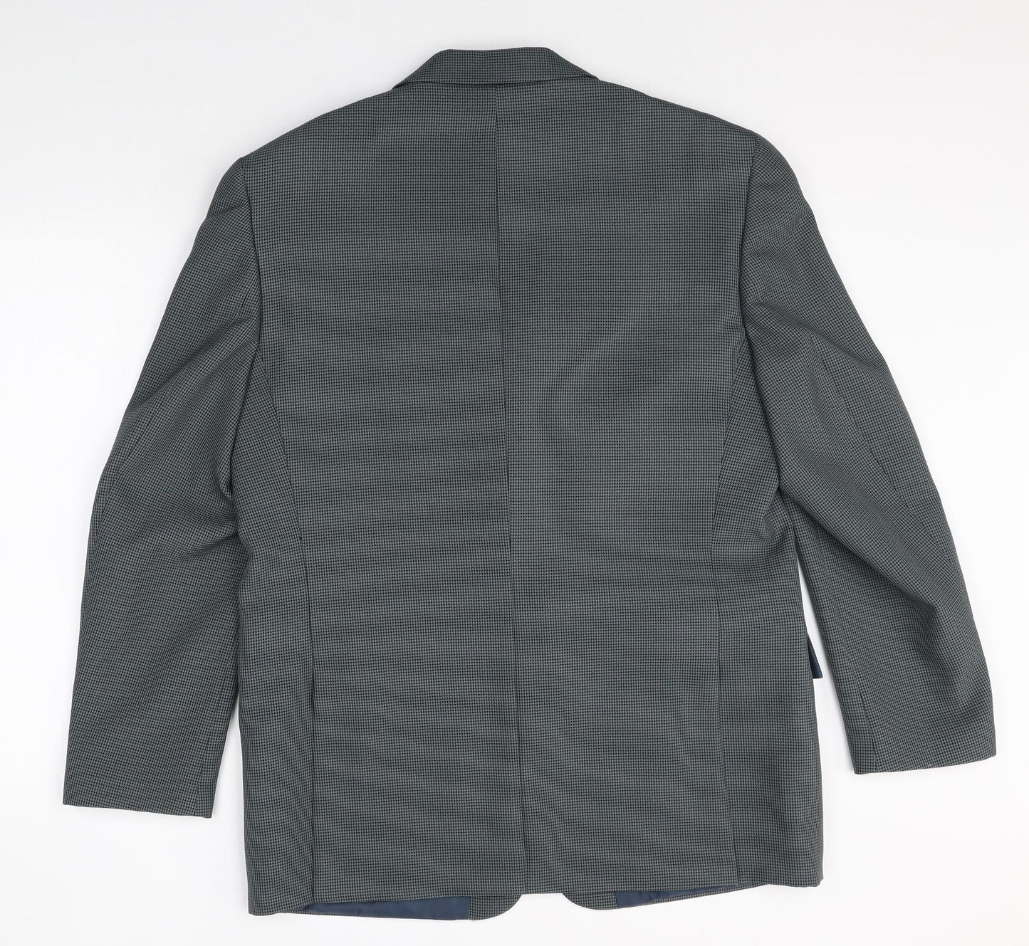 Simon Taylor Mens Grey Geometric Polyester Jacket Suit Jacket Size 42 Regular