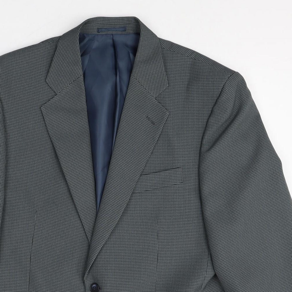 Simon Taylor Mens Grey Geometric Polyester Jacket Suit Jacket Size 42 Regular