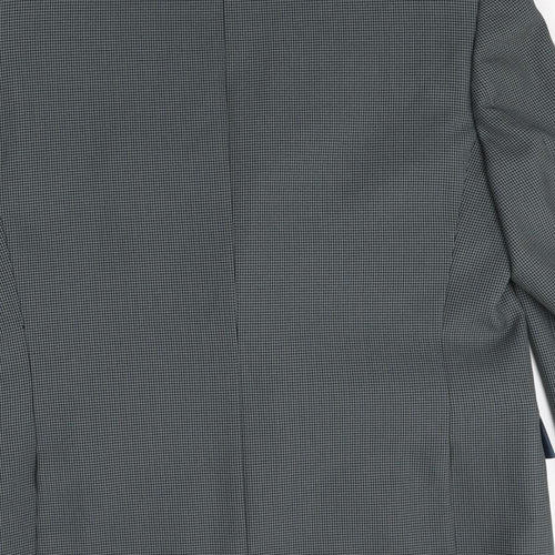 Simon Taylor Mens Grey Geometric Polyester Jacket Suit Jacket Size 42 Regular