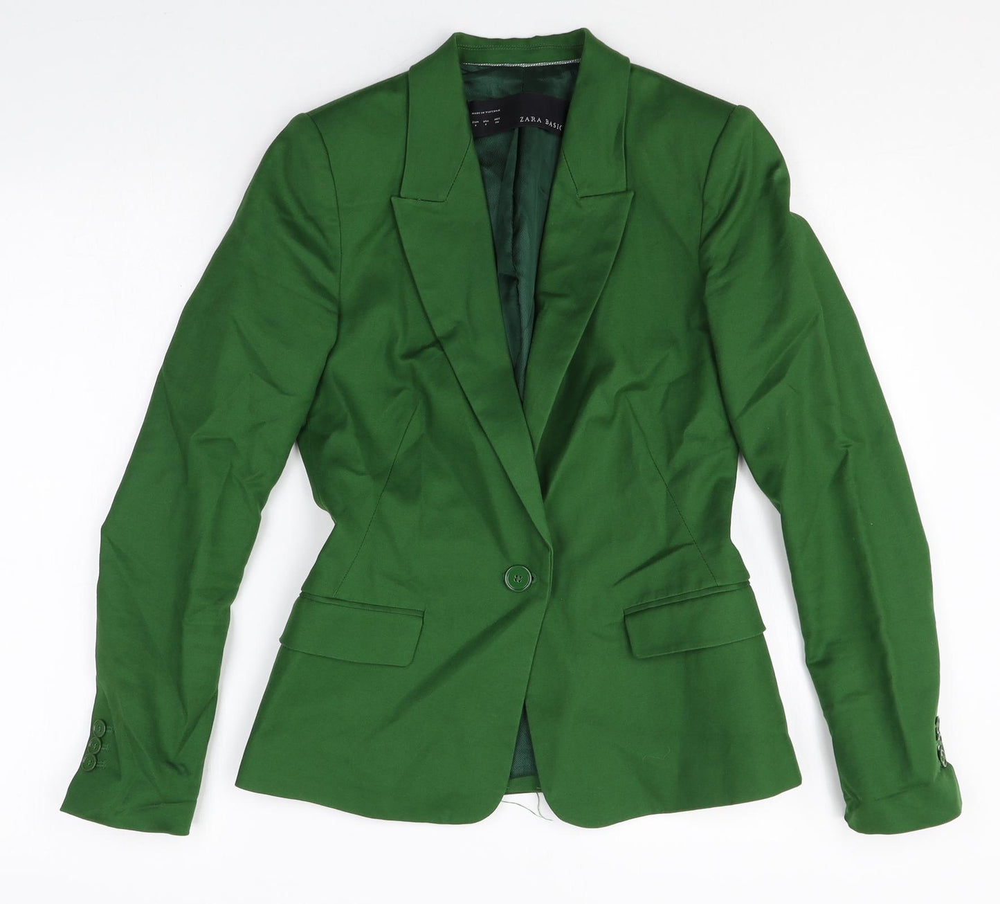 Zara Womens Green Cotton Jacket Blazer Size XS