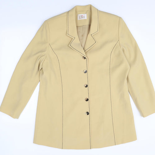 ELVI Womens Yellow Polyester Jacket Blazer Size 18