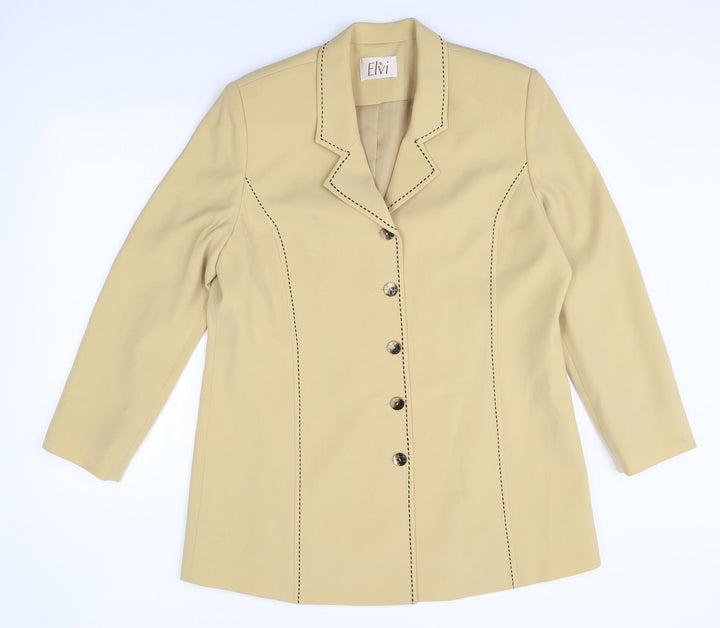 ELVI Womens Yellow Polyester Jacket Blazer Size 18