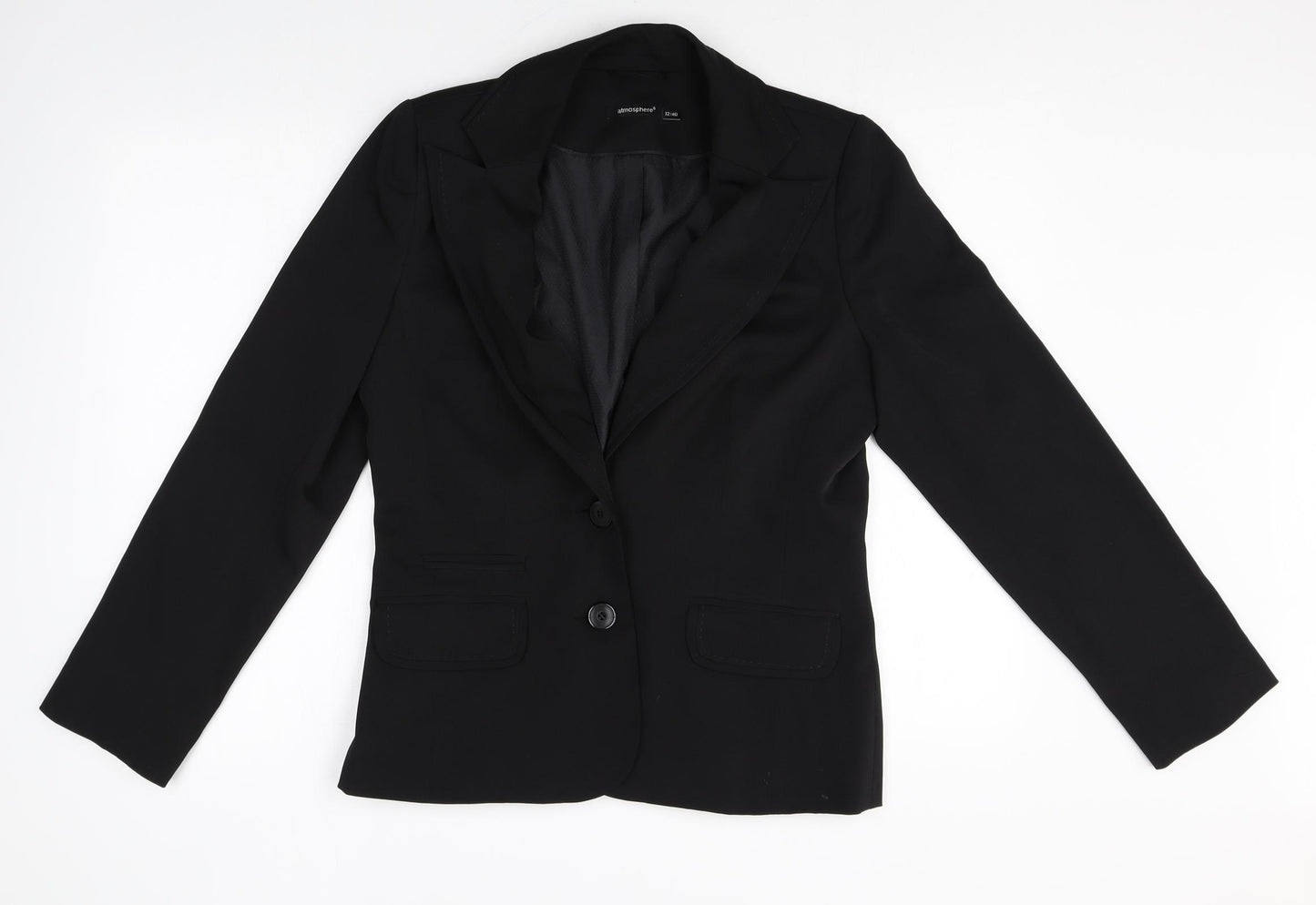 Atmosphere Womens Black Polyester Jacket Blazer Size 12