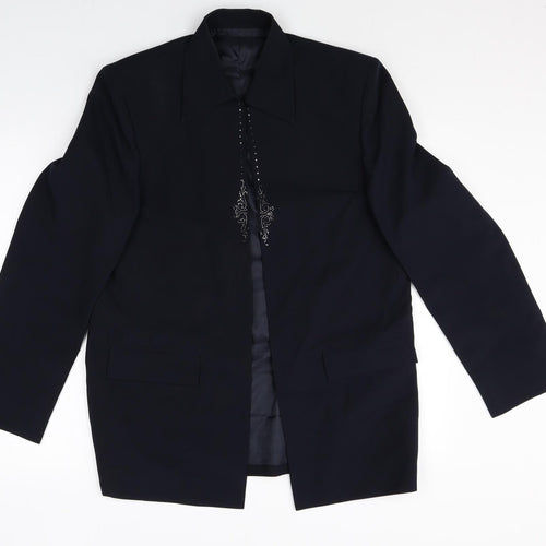 Preworn Womens Black Polyester Jacket Blazer Size 10