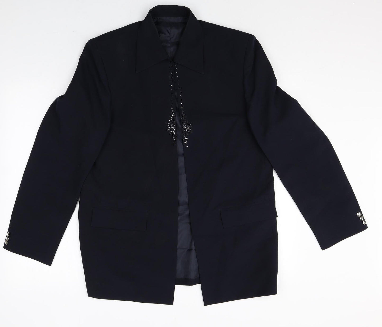 Preworn Womens Black Polyester Jacket Blazer Size 10