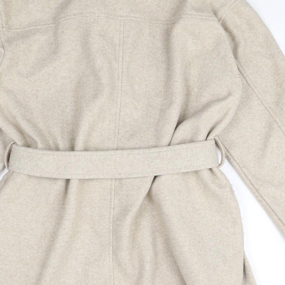 Zara Womens Beige Pea Coat Jacket Size S Button