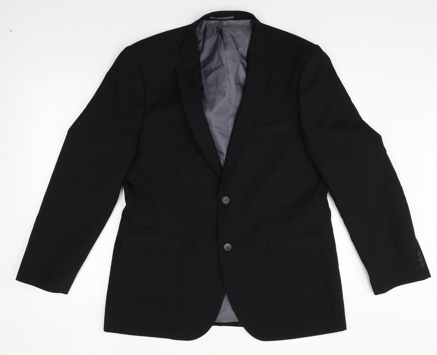 George Mens Black Polyester Jacket Suit Jacket Size 42 Big & Tall