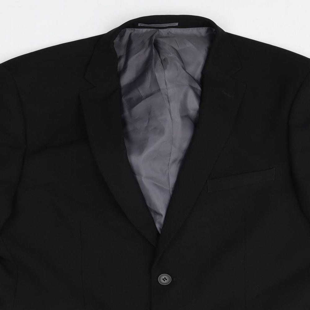 George Mens Black Polyester Jacket Suit Jacket Size 42 Big & Tall