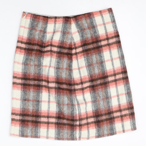 Marks and Spencer Womens Multicoloured Plaid Acrylic Straight & Pencil Skirt Size 10 Zip